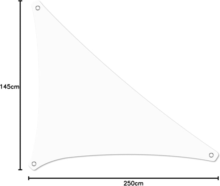 Tom'Shop Sonnensegel [Weiss, Dreieck 1.45x2.5x2.9] wasserabweisend Sonnenschutz Wetterschutz Outdoor