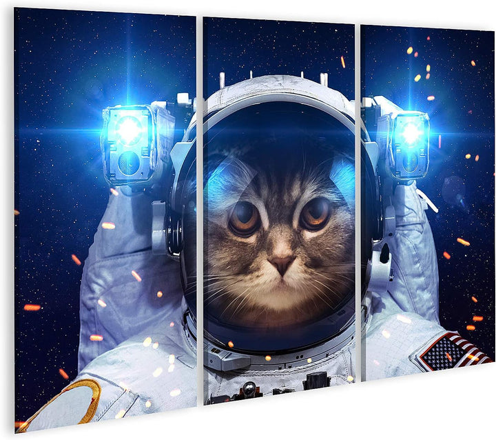 islandburner Bild auf Leinwand Schöne Katze Im Weltraum Bilder Wandbilder Poster Leinwand 130x80cm -