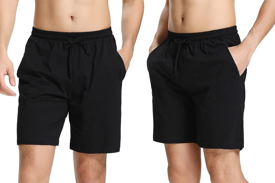 Aseniza Herren Schlafanzughose Kurz Baumwolle Bermuda Schlafshorts Pyjamahose Shorty Sommer Sleephos