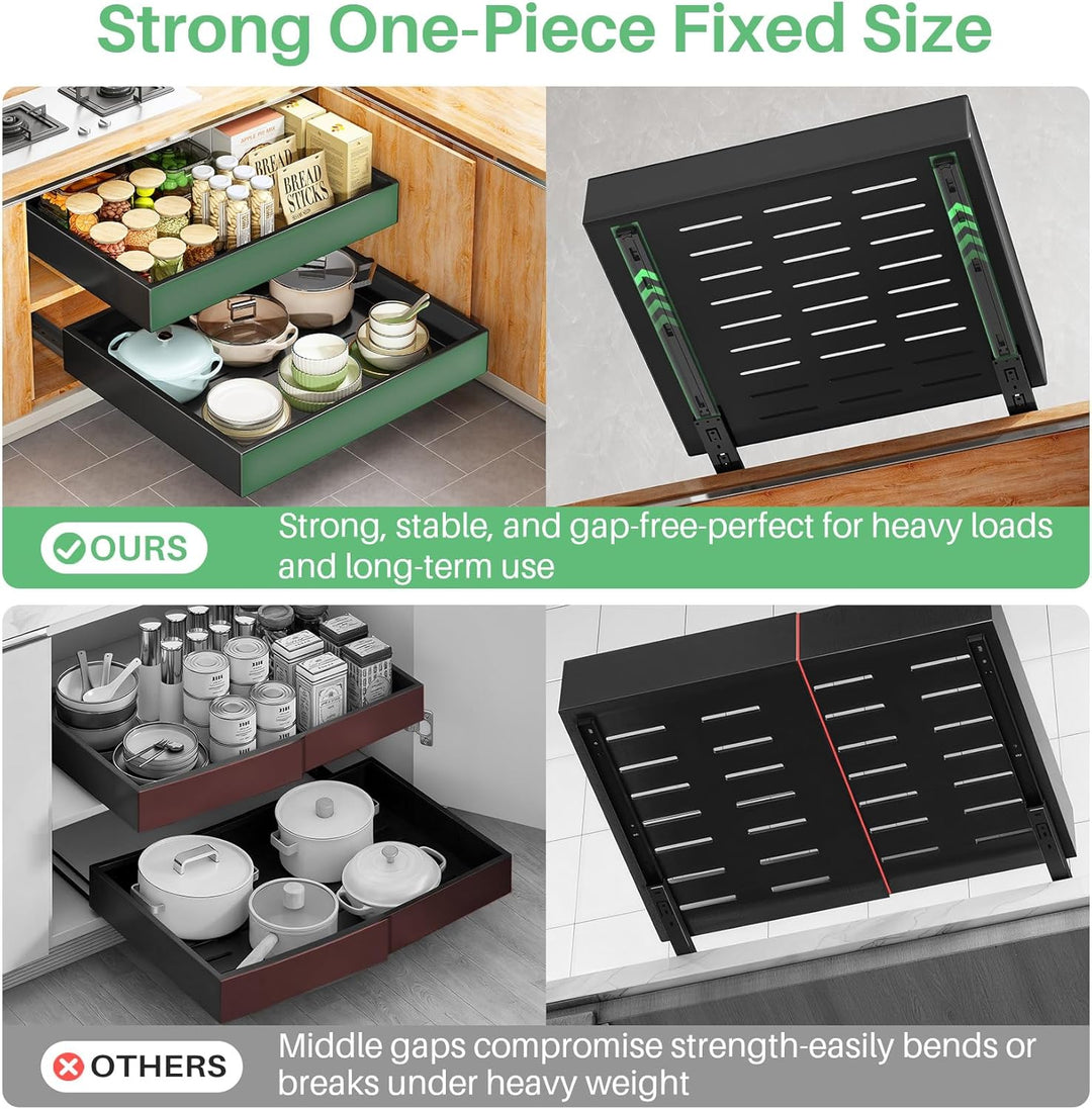 SAYZH Teleskopschublade, Ausziehbare Schubladen-Aufbewahrungsregale für Küchenschränke, Ausziehbare