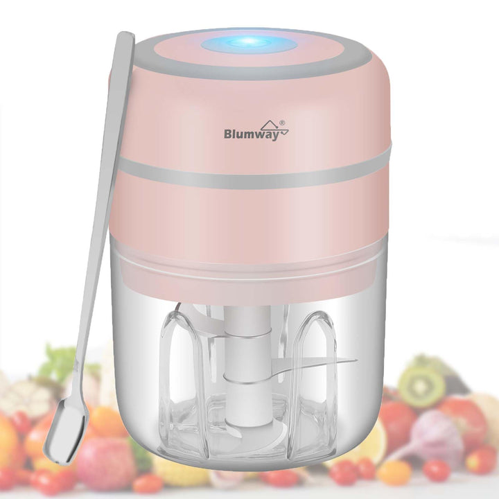 BlumWay Mini Zwiebelschneider, 250ML Mini Knoblauchhacker Gemüsezerkleinerer Elektrisch Zerkleinerer