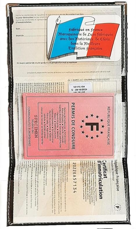 Schutzetui für Führerschein und Autopapiere mit Sternenmotiv, französisches Format, Voiture (Schwarz