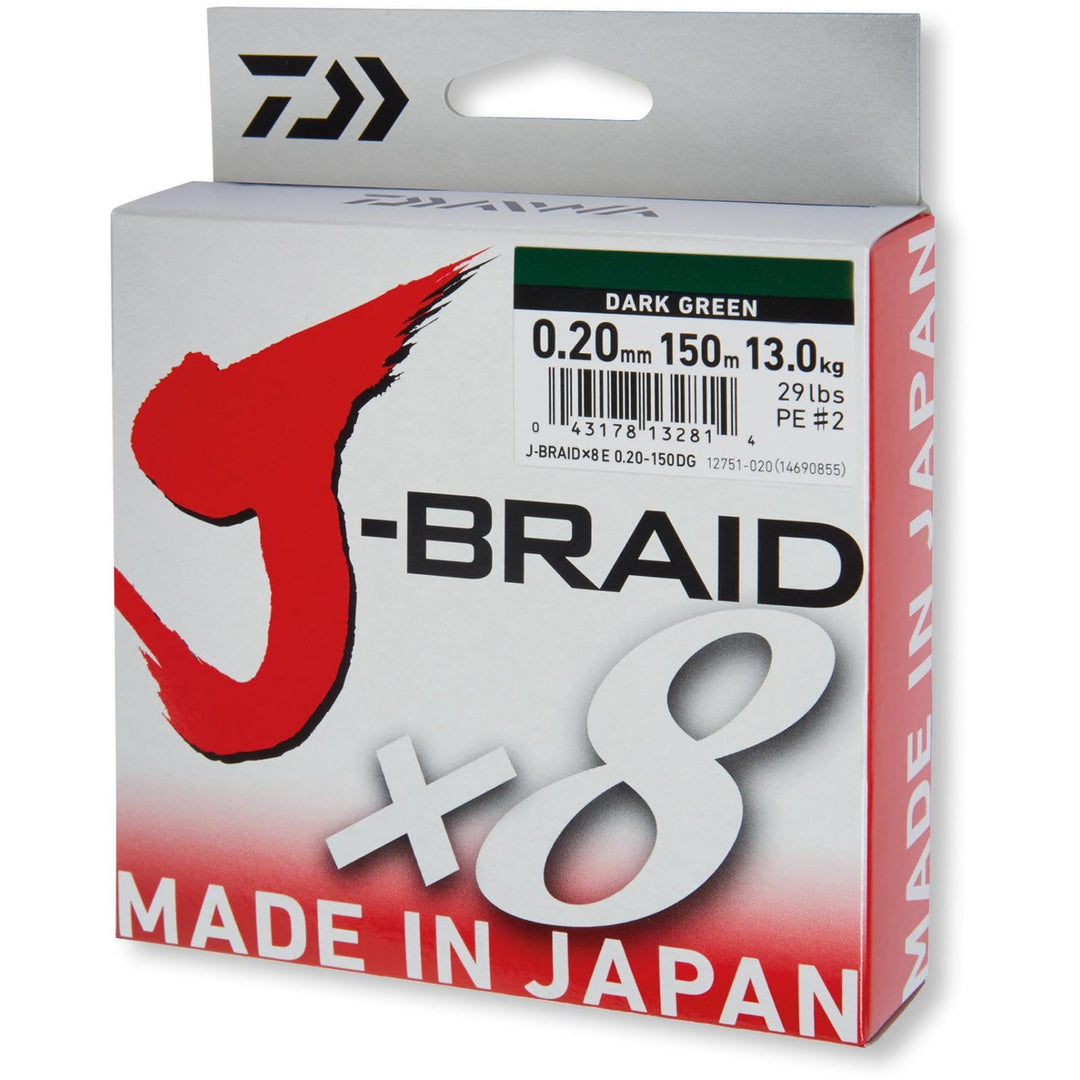 Daiwa J-Braid 8 Braid 300m multicolour - geflochtene Angelschnur Dm: 0,51mm, Dm: 0,51mm