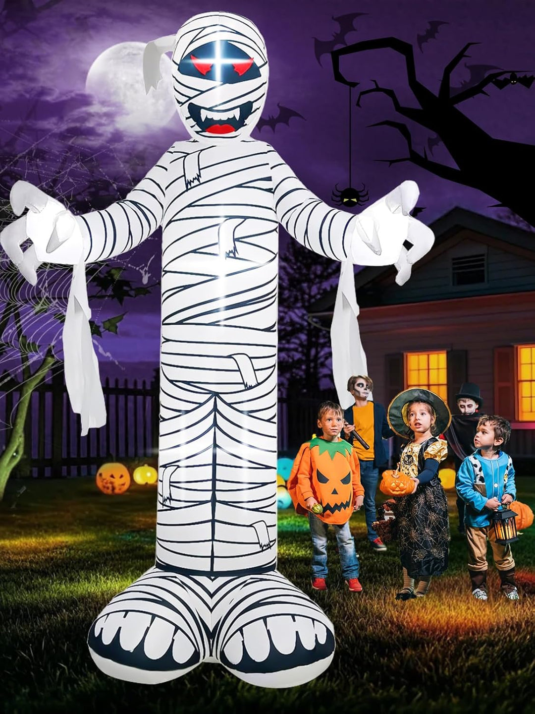 Kalolary 12 FT Halloween Aufblasbare Mumie für den Aussenbereich Aufblasbare beleuchtete Gartendekor