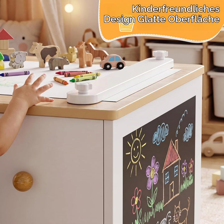Clevich Kinder Tisch Stuhl Set mit Tafel, Kindertisch Holz, Weiss