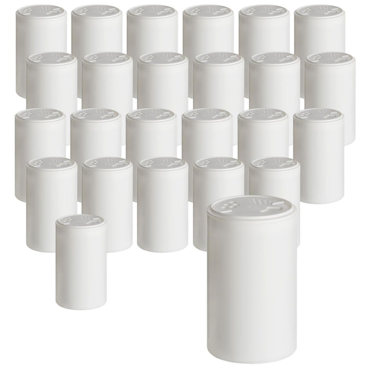 gouveo 24er Set Gewürzstreuer 200 ml weiss mit Streuaufsatz-Deckel - Gewürzdosen aus Kunststoff mit