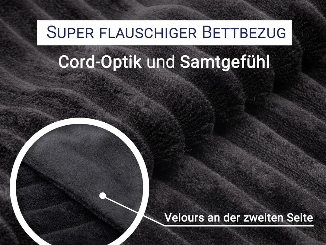 ZOLLNER 2-TLG. Mikrofaser Bettwäsche Garnitur 100% Polyester, 80x80cm + 135x200cm, Grau Bettwäsche G