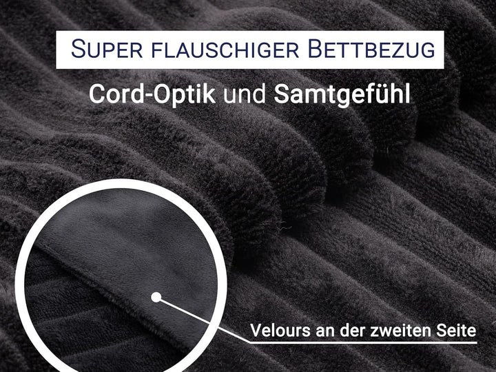 ZOLLNER 2-TLG. Mikrofaser Bettwäsche Garnitur 100% Polyester, 80x80cm + 135x200cm, Grau Bettwäsche G