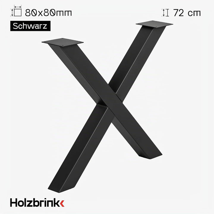 HOLZBRINK Tischkufen X-Form aus Vierkantprofilen 80x80 mm, x-förmiges Tischgestell 60x72 cm, Tiefsch