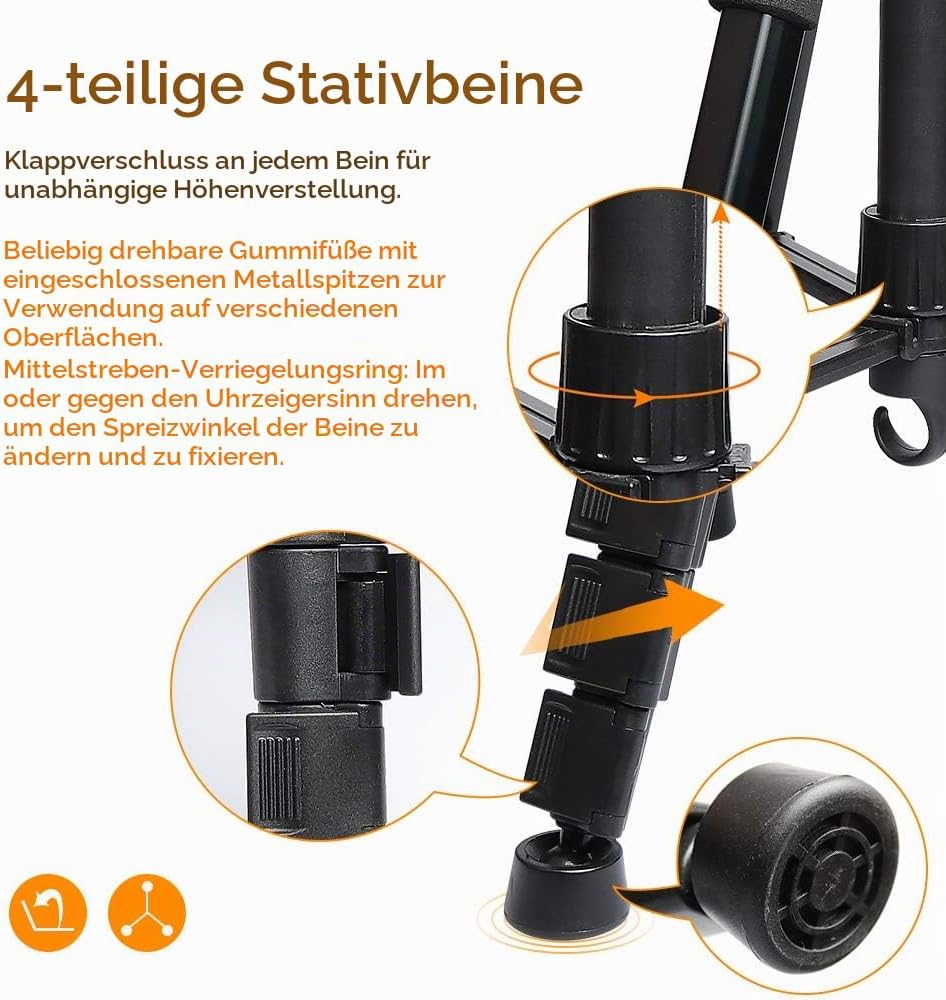 Huepar TPD14 143 cm/56" Stativ für Kreuzlinienlaser, Verstellbares Leichtgewicht Reisestativ mit 3-W