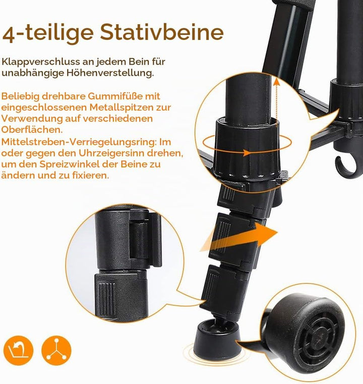Huepar TPD14 143 cm/56" Stativ für Kreuzlinienlaser, Verstellbares Leichtgewicht Reisestativ mit 3-W