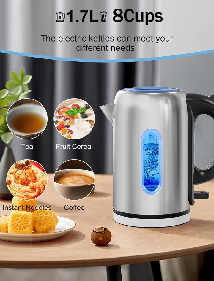 Hopzty Wasserkocher 1,7 Liter 2200 W | Wasserkocher mit automatischer & manueller Abschaltung | mit