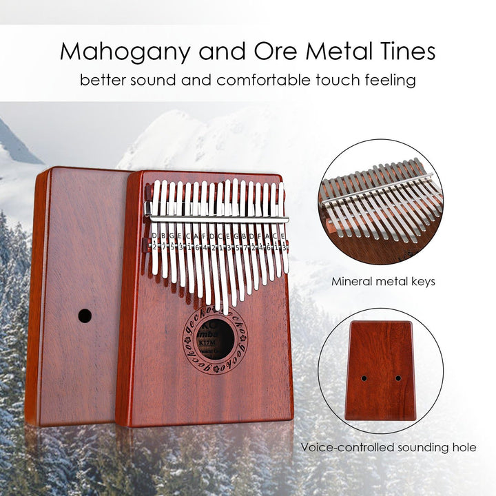 GECKO Kalimba 17 Schlüssel Daumenklavier mit wasserdichter Schutzbox, Stimmhammer und Lernanleitung,