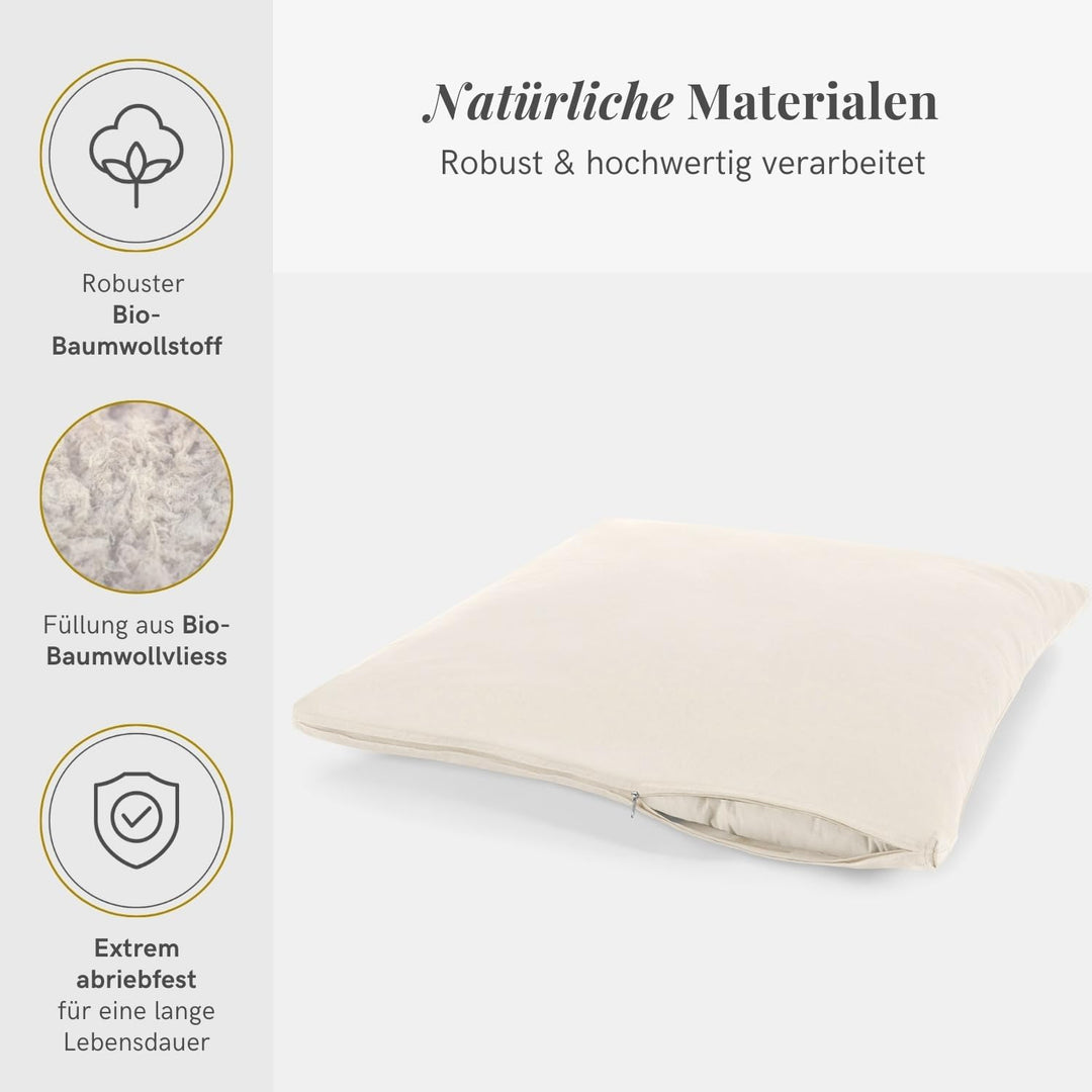 Lotuscrafts Meditationsmatte Zabuton Deluxe - Extra Dick - Meditationskissen Unterlage für entspannt