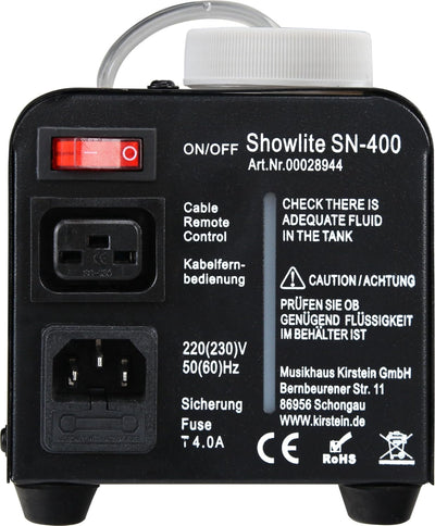 Showlite SN-400 Nebelmaschine 400W mit Fernbedienung (Nur 3 Minuten Aufwärmzeit, 56m³/min Nebelausst