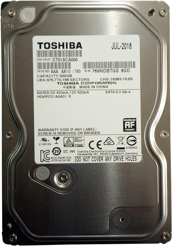 Toshiba DT01ACA050 interne Festplatte 500GB (7200rpm, 6000, SATA), 500gb