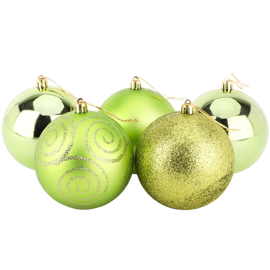 Christmas Concepts® 5er Pack - Extra grosse 100mm Christbaumkugeln - Glänzend, Matt &amp; Glitterdekorie