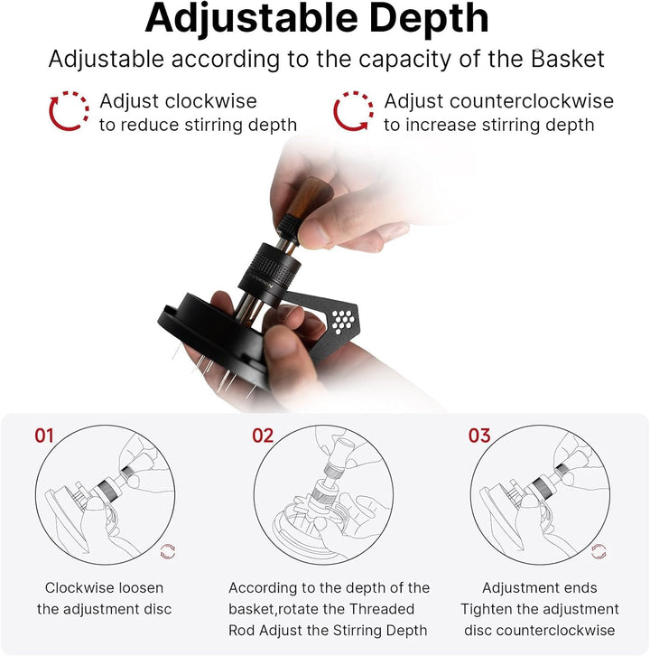 IKAPE Mantis WDT Distribution Tool, 51MM Espresso Rührer Distribution Tool für Barista - 8 Nadel Esp