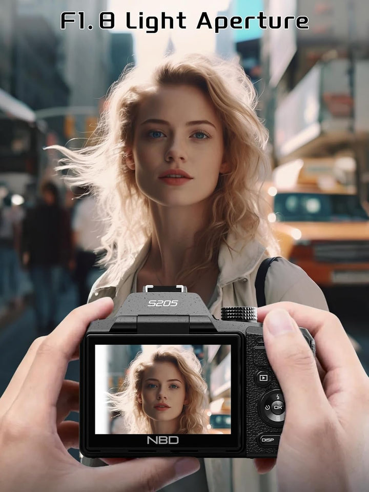 Camera QCY 64MP Digitalkamera Fotokamera und Video, 5K Vlog Kamera mit 3'' Flip Screen, 16X Digitalz