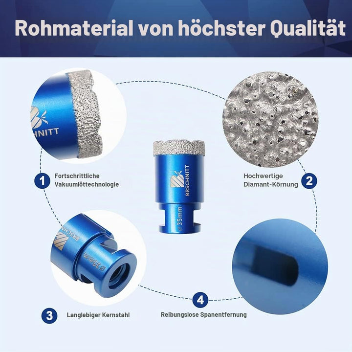 Diamantbohrer Fliesenbohrer Set - 20 25 35 50mm Diamantbohrer für Porzellan Fliese Granit Marmor Tro