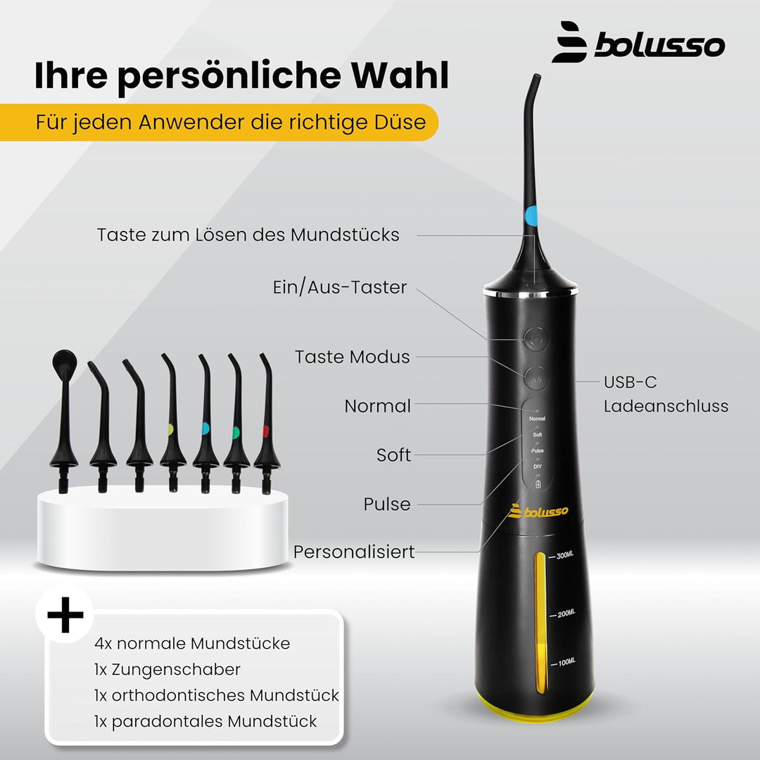 Waterflosser - Inclusief 7 Opzetstukken - Reistas - E-book - Volledig instelbaar - Monddouche - Tong