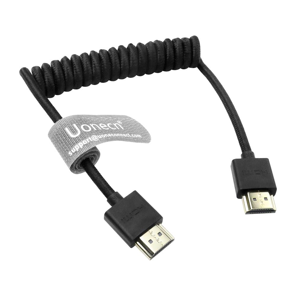 Uonecn HDMI 2.1 8K 60Hz 48Gbps High Speed Spiralkabel Kabel für Kamera &amp; Monitor, kompatibel mit Ato