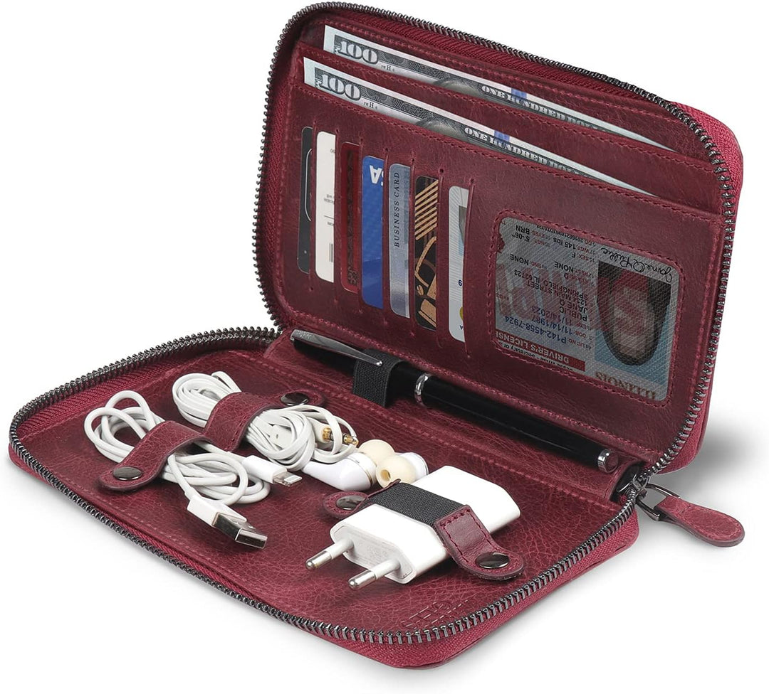 Otto Angelino - OTTANA Echtleder Handtasche - Unisex Damson, Damson