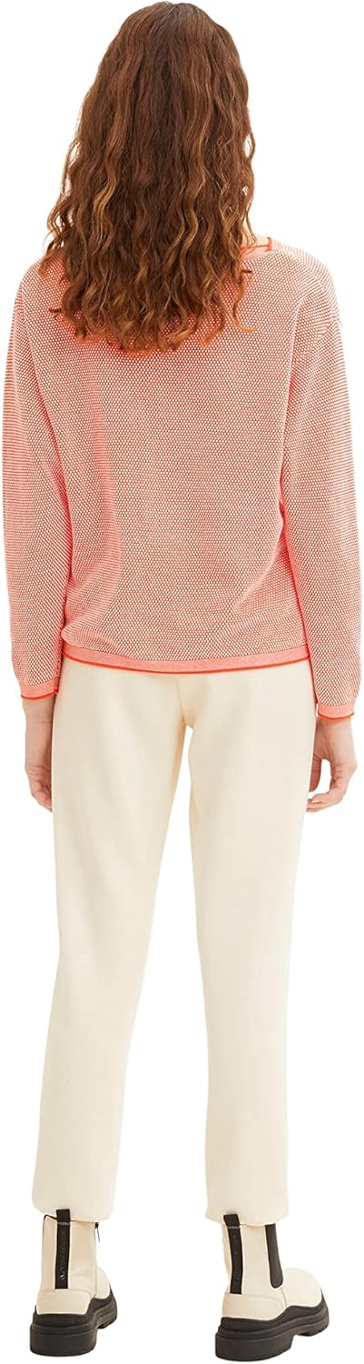 TOM TAILOR Damen Strickpullover aus Bio-Baumwolle XS 31310 - Red Bubble Structure, XS 31310 - Red Bu