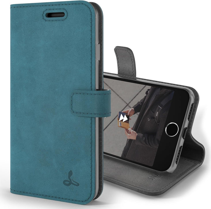 Snakehive iPhone SE 2022/2020 und iPhone 7/8 Hülle Leder | Stylische Handyhülle mit Kartenhalter & S