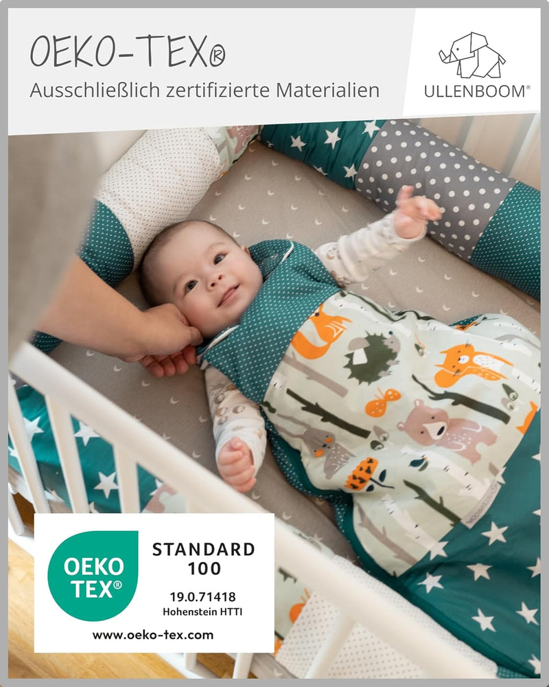ULLENBOOM Sommerschlafsack Baby Waldtiere Petrol (Made in EU) - Aus OEKO-TEX Materialien - 0,5 TOG,