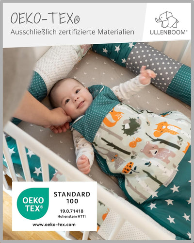ULLENBOOM Sommerschlafsack Baby Waldtiere Petrol (Made in EU) - Aus OEKO-TEX Materialien - 0,5 TOG,