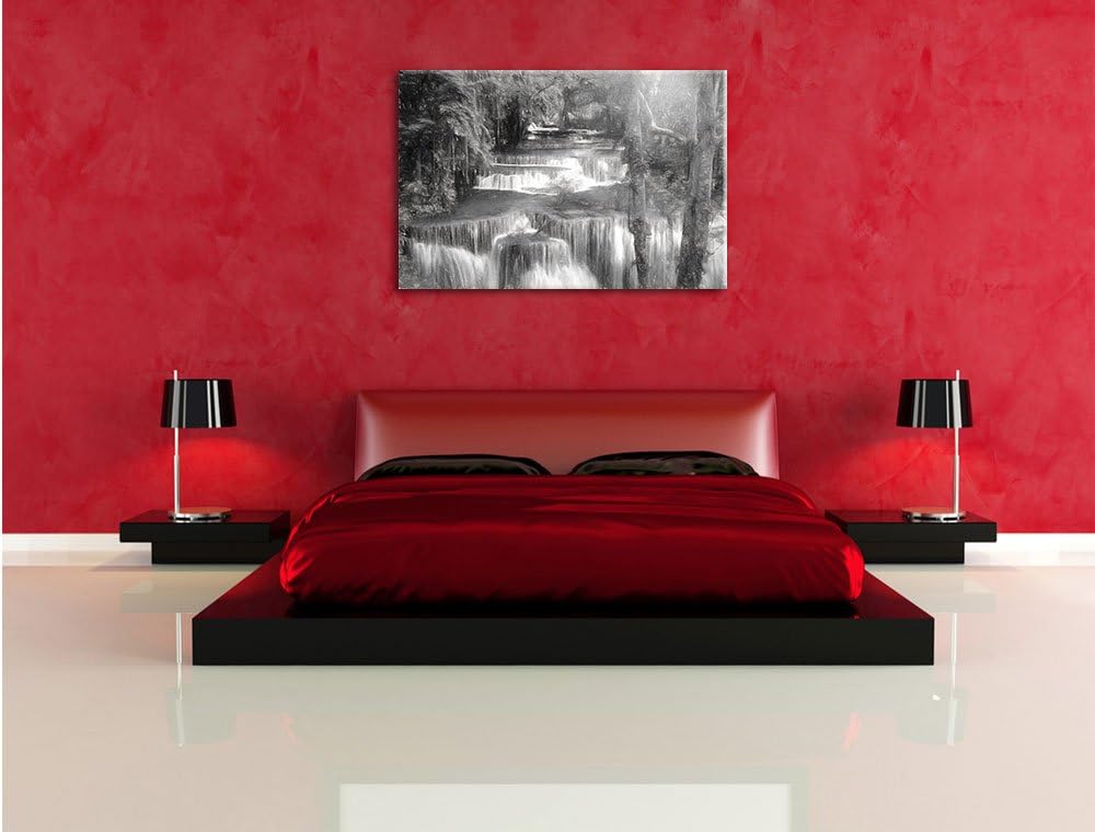 Pixxprint Wasserfall im Regenwald als Leinwandbild/Grösse: 100x70 cm/Wandbild/Kunstdruck/fertig besp
