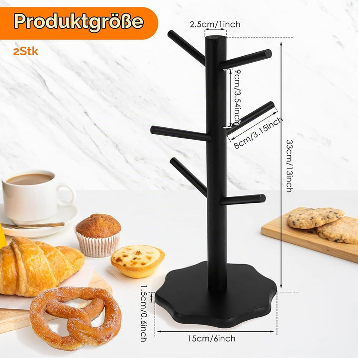 2 Stück Brezelständer,Brezelhalter Holz,Baumförmige Brezel 6-armig,Höhe 33cm,Glatte gratfreie,Alles