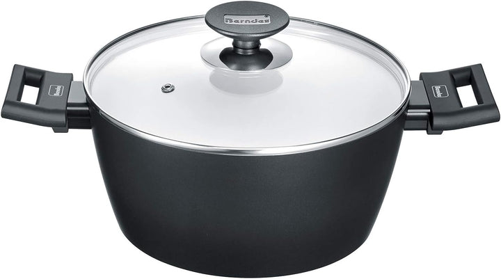 Berndes 013345 Kochtopf Starter Alu Induction b.nature, robuste Quarz Beschichtung, Topf mit Glasdec