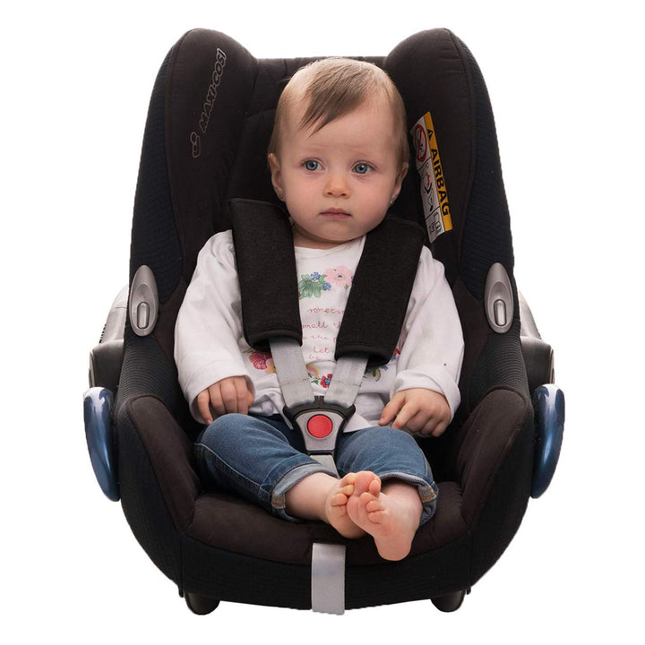 JYOKO KIDS Gurtpolster Universal für Babyschale, Buggy, Autositz (17 x 18, Black Series) Black Serie