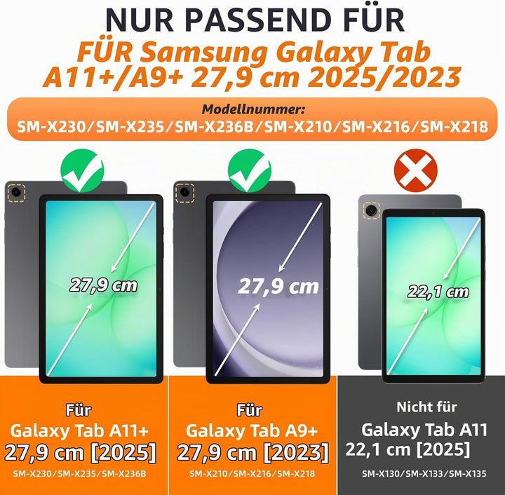 SEYMAC stock Hülle für Samsung Galaxy Tab A11+ Plus/A9+ Plus 11 Zoll 2025/2023, Stossfeste Hülle mit