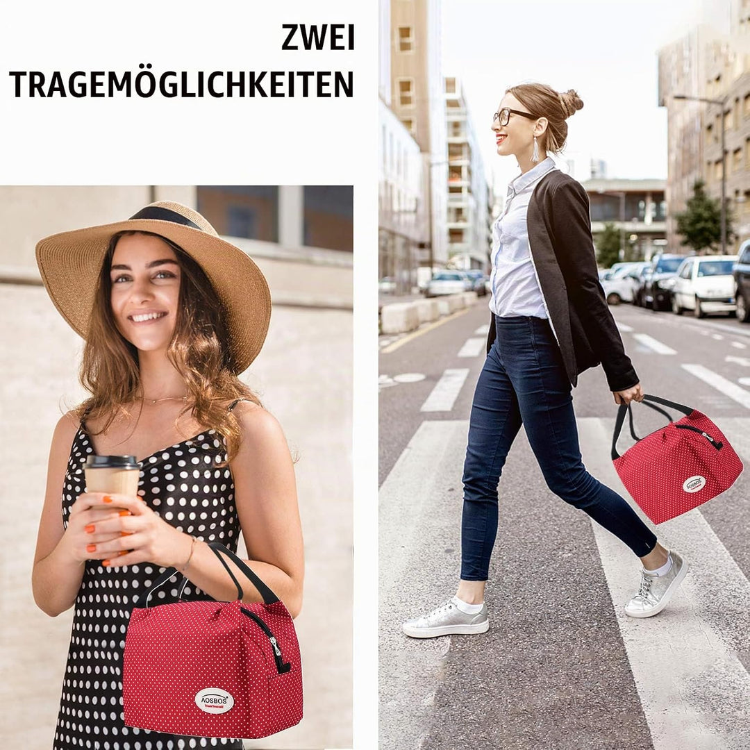 AOSBOS Kleine Kühltasche für unterwegs Lunchtasche Faltbar Lunchbag Kühltaschen Lunch Bag Damen Pick