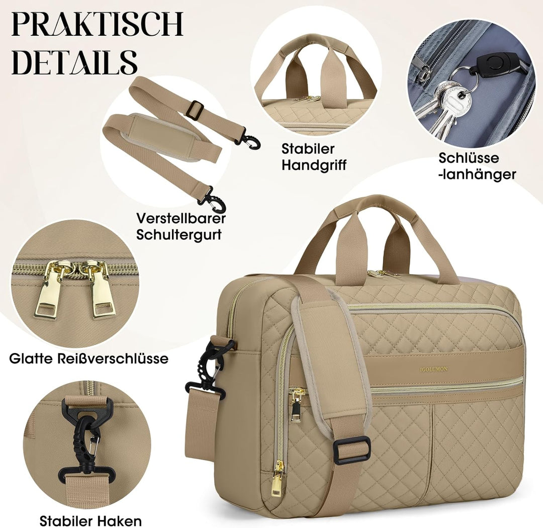 IGOLUMON Laptoptasche Damen 17,3 Zoll Aktentasche Wasserdichte Laptop Notebook Tasche Arbeitstasche