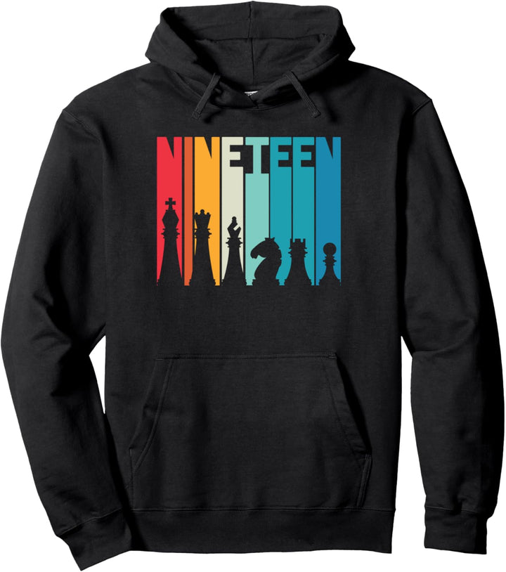 19. Geburtstag Geschenk Schach Spieler Retro Brettspiel Fan Pullover Hoodie