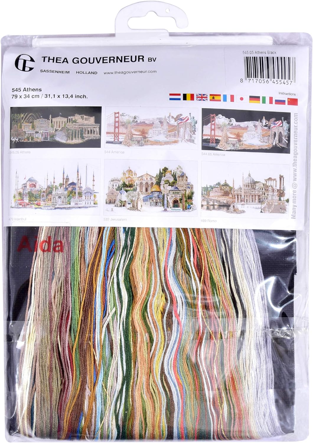 Thea Gouverneur - Kreuzstich-Set - Athen Griechenland - Aida Schwarz - 18 Count - Für Erwachsene - 5