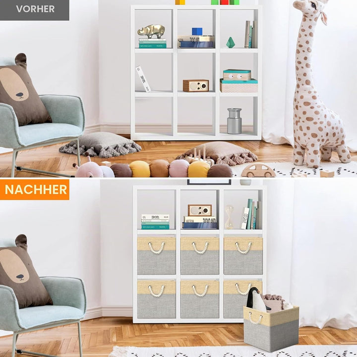 RIWNNI Aufbewahrungsbox Stoff 30x30 [4-Pack], Faltbarer Aufbewahrungsbox für Stoff, Ideal für Kallax