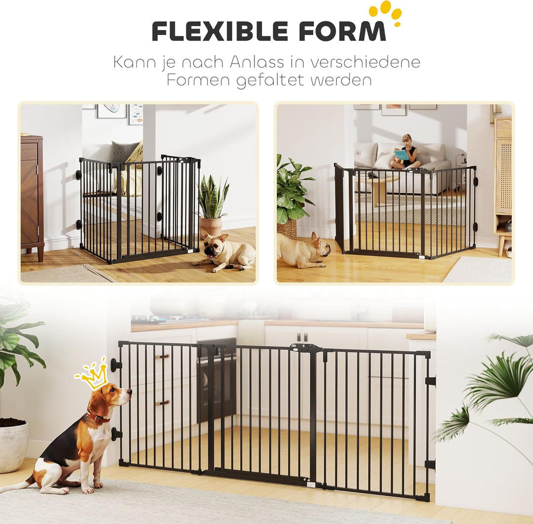 PawHut Hunde Absperrgitter Türschutzgitter Haustierschutzgitter verstellbar klappbar Kamingitter mit