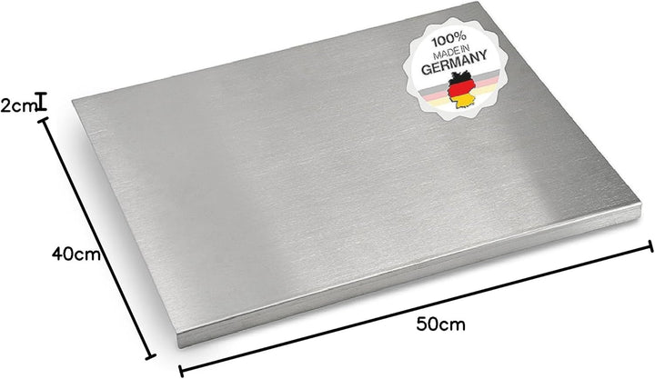 Arbeitsplatte Knetbrett Edelstahl [50x40 cm] - Für Kneten, Schneiden & Backen - Küchenplatte mit Ans