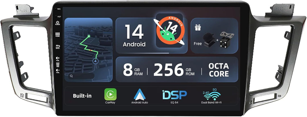 BXLIYER -[8G+256G, 8-Core]- Android 12 IPS Autoradio für Toyota RAV4 (2013-2018) - Kabellos CarPlay/