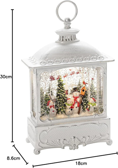 Konstsmide 4396-200 LED-Laterne Weihnachtsmänner mit Vögeln Warmweiss LED Weiss mit Wasser gefüll Mu