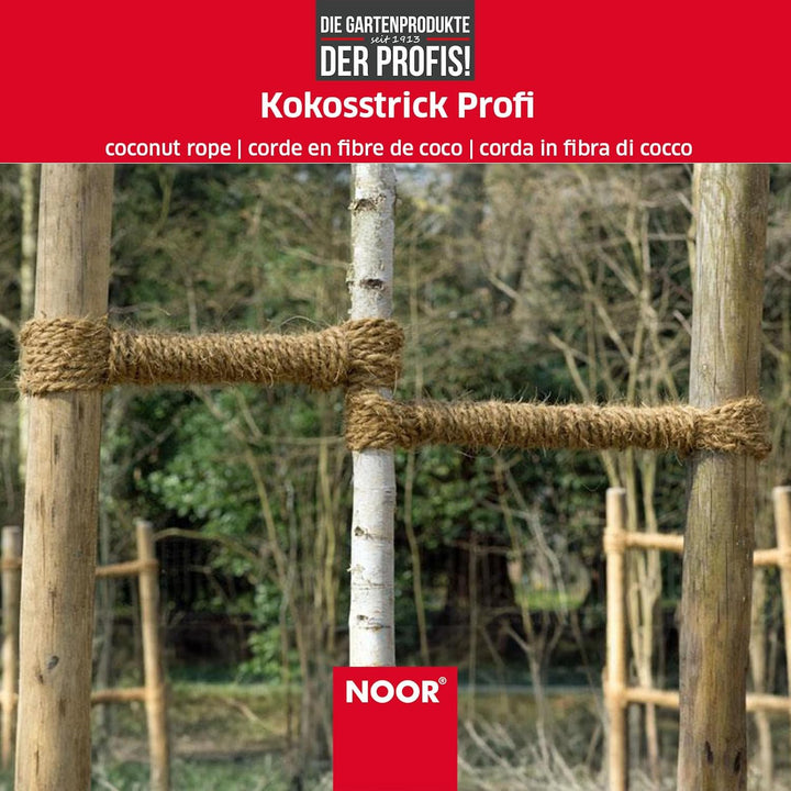 NOOR Kokosstrick Baumbinder - 140 m Kokosgarn 2-Fach geflochten - 100% Naturfaser, biologisch abbaub