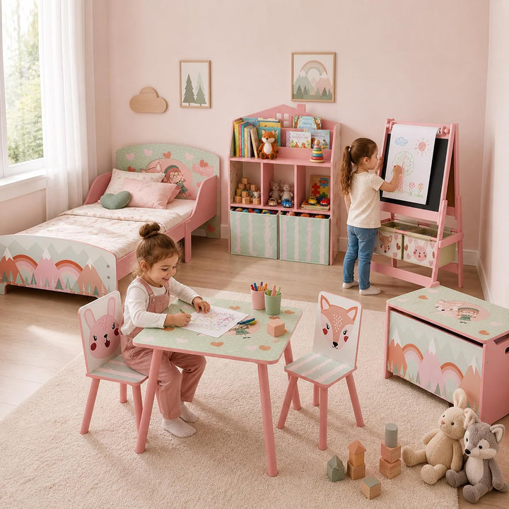 AIYAPLAY Kinderregal Bücherregal Kinder mit 2 Stoffschubladen offen Regal Spielzeugregal für 3-8 Jah