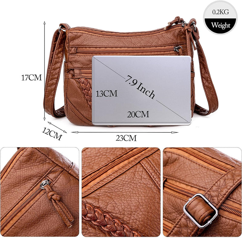 FANDARE Damen Umhängetasche Schultertasche Frauen Crossbody Bag Wasserdicht PU Leder Damentasche Sch