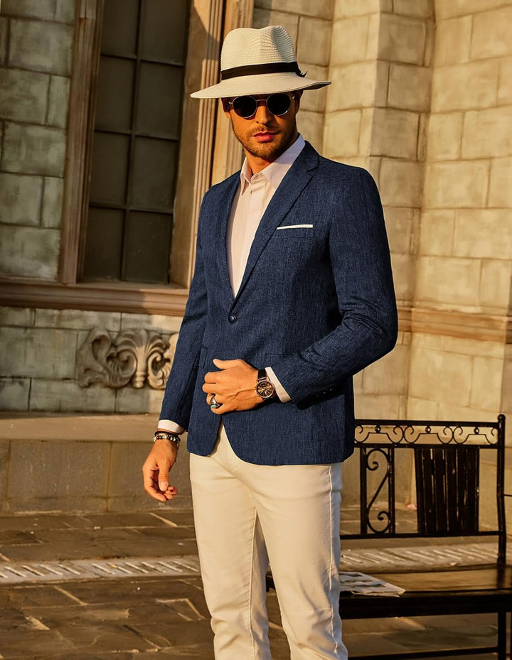 PJ PAUL JONES Herren Sakko Sportlich Einfarbig Business Anzugjacke für Hochzeit Freizeit XL Navy Bla