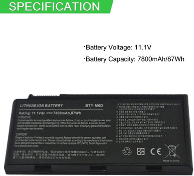 XITAIAN 11.1V 87Wh 7800mAh BTY-M6D Ersatz Laptop Akku für MSI GT783H GX660 GX660DX GX70H GX780R GT70